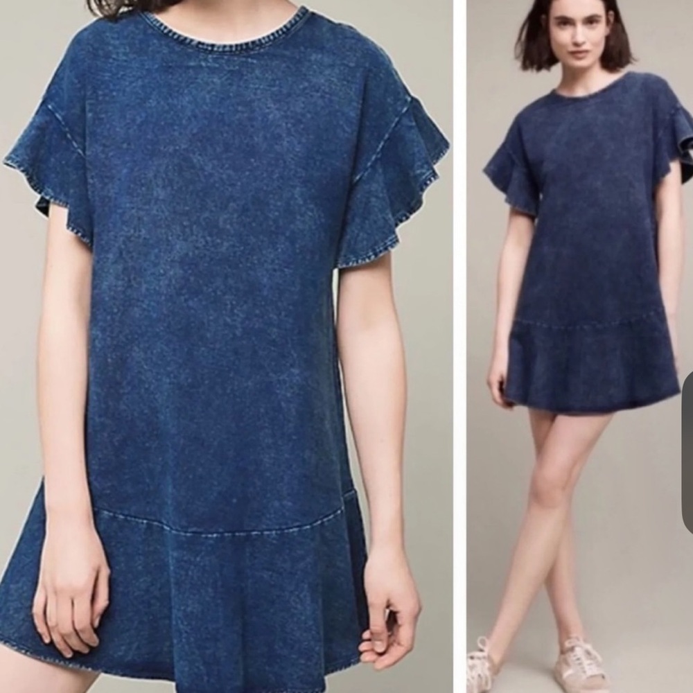 Anthropologie Saturday Sunday Odette Flutter Sleeve Knit Dress Size XS